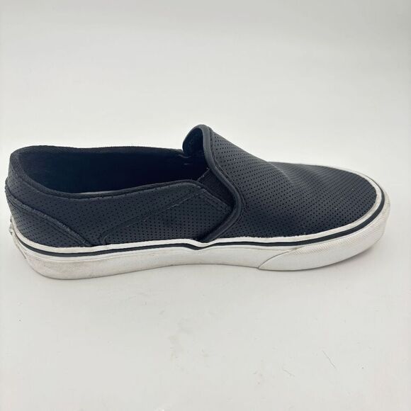 Vans Women's Asher Perforated Leather Slip On Sneaker Skate Shoes Black Size 6.0 - Picture 5 of 9